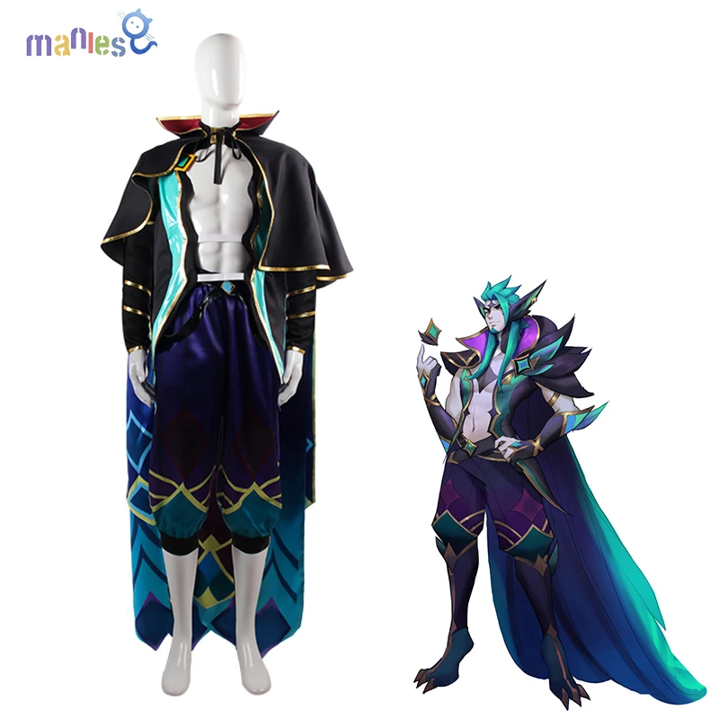 

Manles Game LOL Rakan Cosplay Costume LOL Star Guardian Rakan Cosplay Costume Top Pants Cloak Men Uniform Halloween Suit