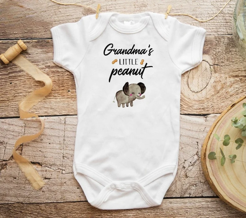 

Grandma's Little Peanut Bodysuit Baby Boy Clothes Newborn Baby Thanksgiving Outfits for Girls Elephant Baby Bodysuit Fashion