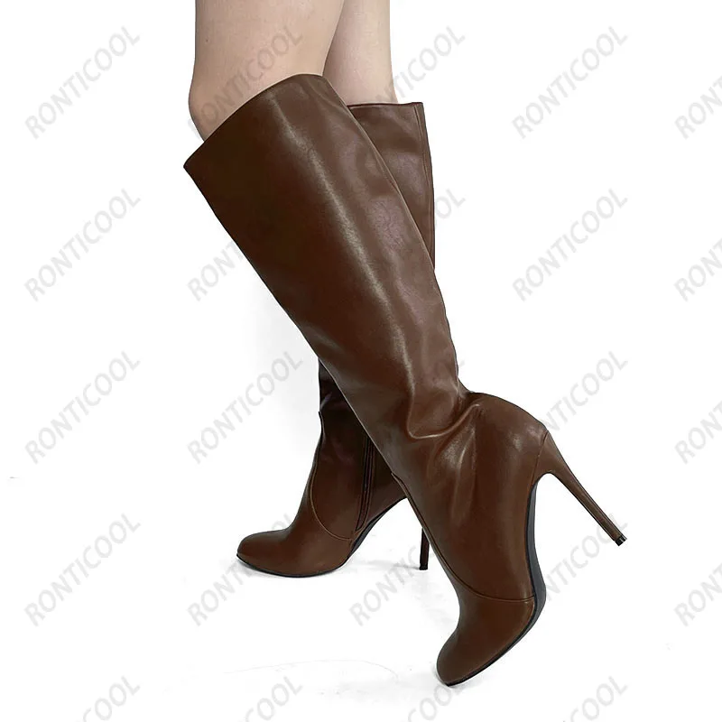 Ronticool/Новые женские зимние сапоги до колена пикантная бордовая повседневная