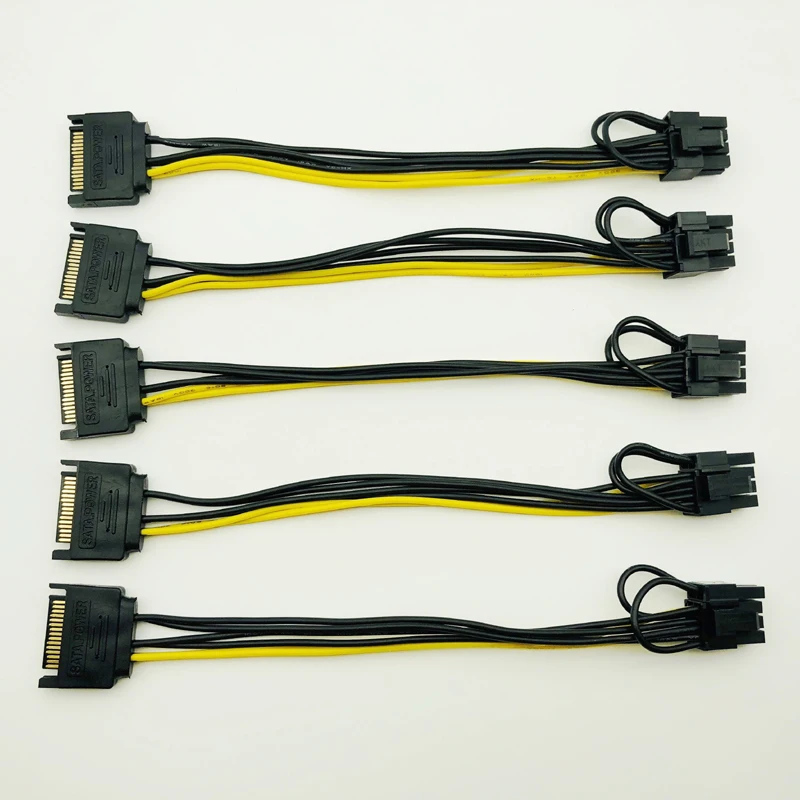 

5 шт., кабель питания PCI-E, 15 контактов, SATA папа-8 контактов (6 + 2), 20 см