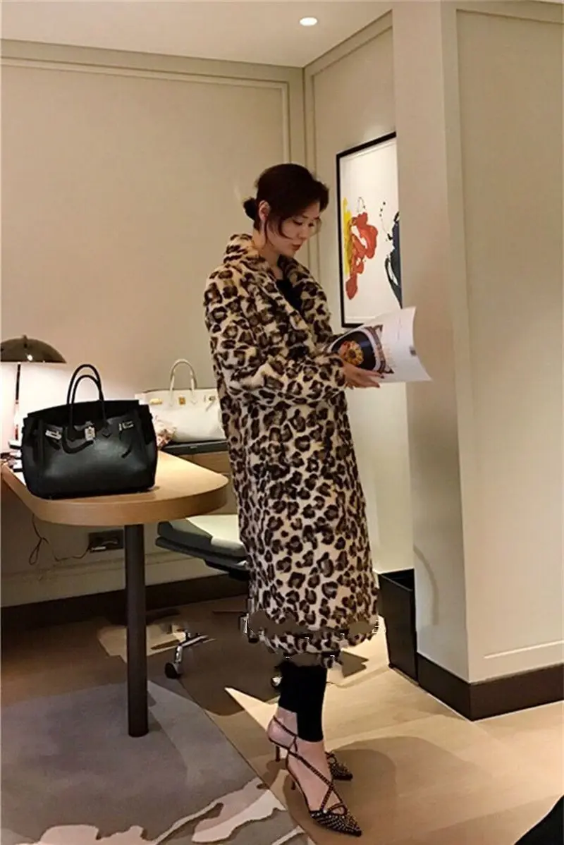 Women 2020 Winter Thick Warm Outerwear Brand Fashion Faux Fur Coat Female Luxury Fashion Leopard Long Teddy Bear Jackets Coats