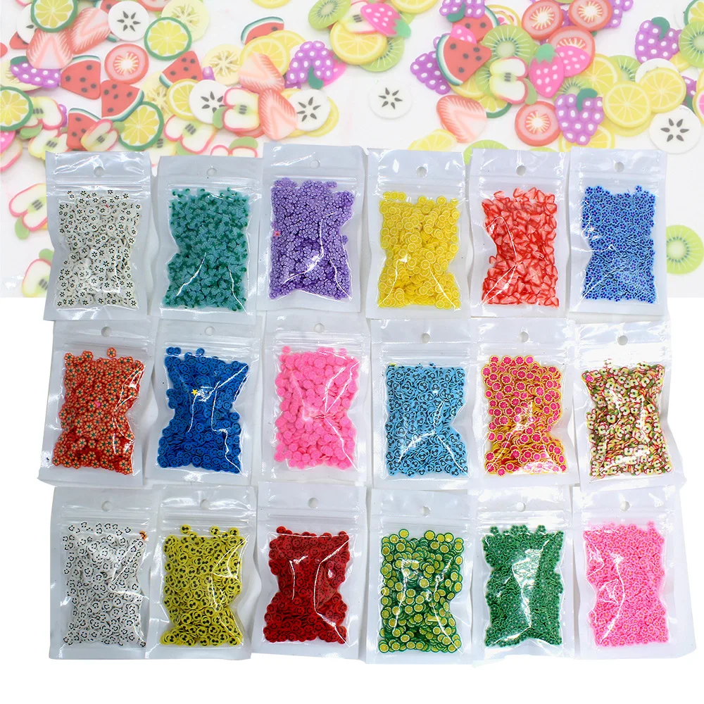 

1000pc Clay Bead Chip Animal Fruit Flower Nail Art Resin Cake Heart UV Resin Epoxy Mold Filler 14g Soft Pottery Craft Nail Decor