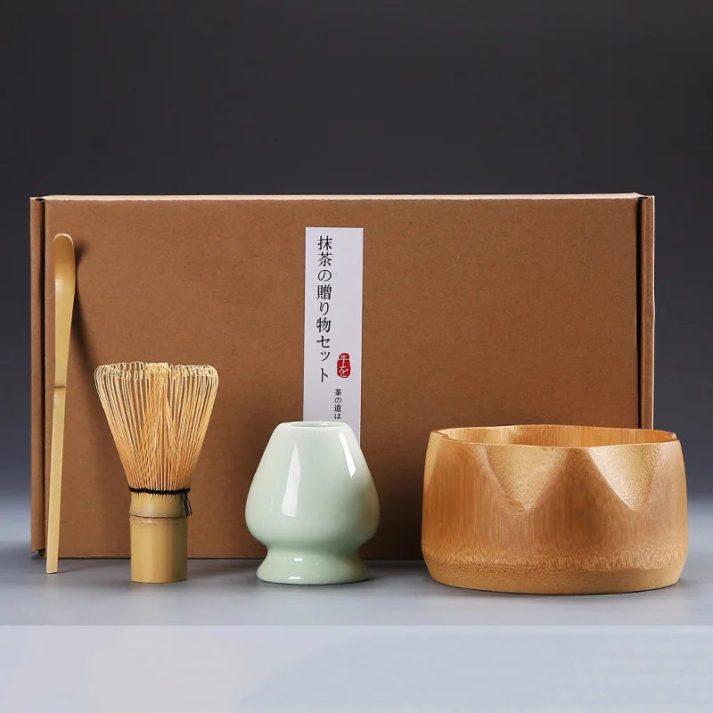 

4pcs/set Japanese Tea Set Matcha Bamboo Whisk Tea Spoon And Scoop Ceremic Matcha Bowl Matcha Giftset Teaware Kitchen Accessories