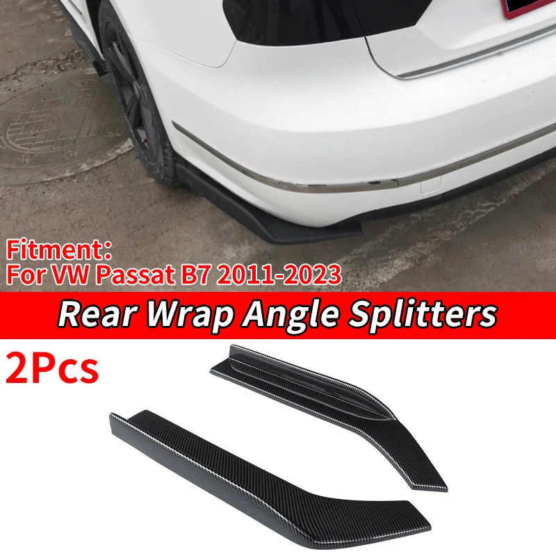 

Car Rear Bumper Spoiler Protective Plate Automotive Diffuser Wrap Angle Carbon Fiber Look ABS For VW Passat B7 2011-2023 2015