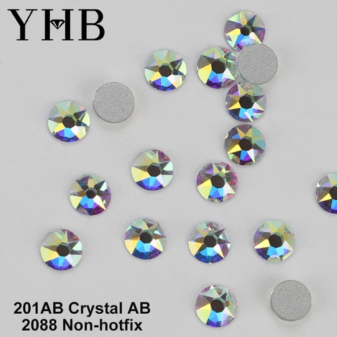 YHB 2088 di alta qualità 16facet Hotfix Non-Hofix Fixerazione fredda Crystal Ab Stass Flatback Rhinestones Nail art fai-da-te