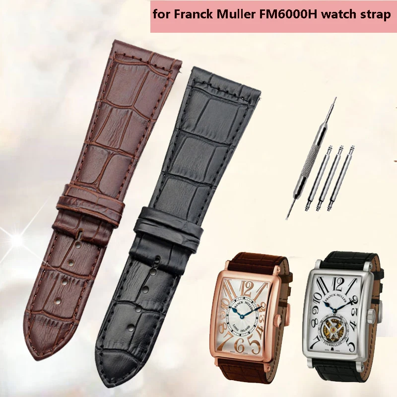 

Genuine Leather Bracelet 26mm 22mm 30mm for Franck Muller FM6000H 6002H Watch Strap Wristwatches Cowhide Watch Band Men Women