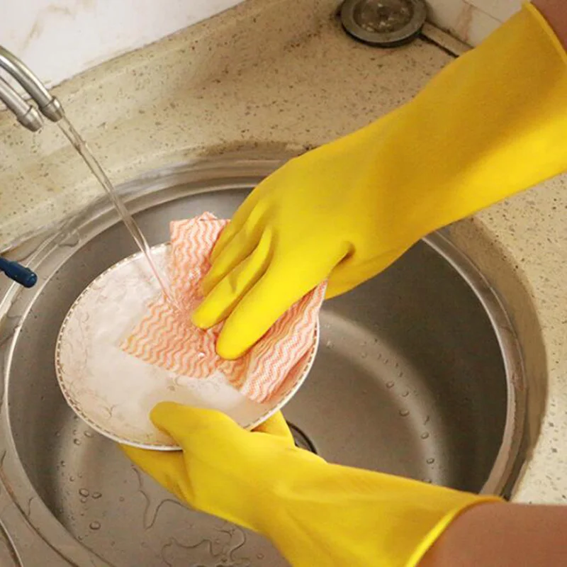 

Female Waterproof Elastic Rubber Latex Dishwashing Gloves Non-slip Kitchen Durable Cleaning Housework Chores Dishwashing Tools
