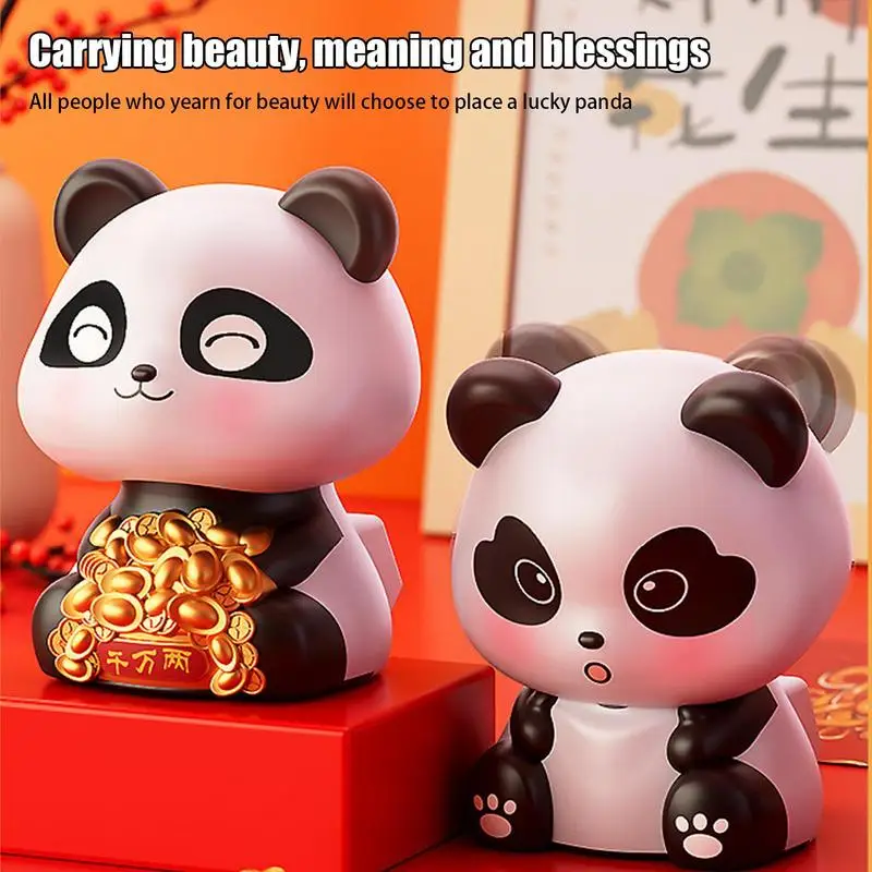 Потрясающая голова на солнечной энергии милая панда автомобильные украшения