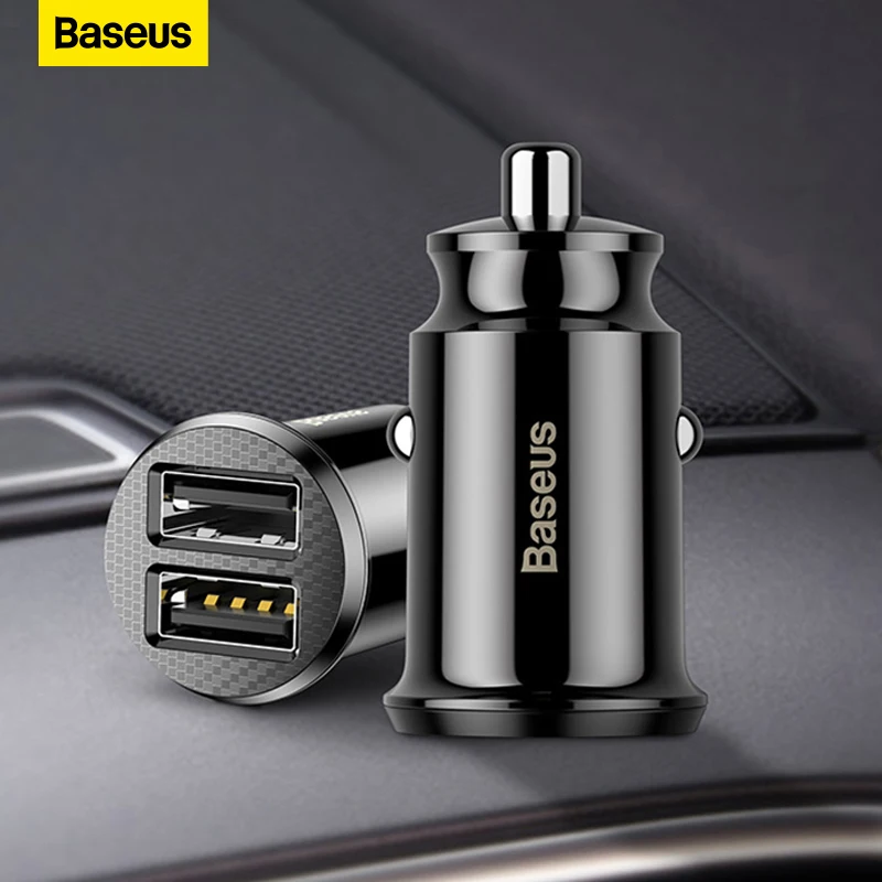 

Baseus 12V Dual USB Car Charger 3.1A Fast Charging For Iphone Samsung Mini USB Car Charger Car-Charger Accessories