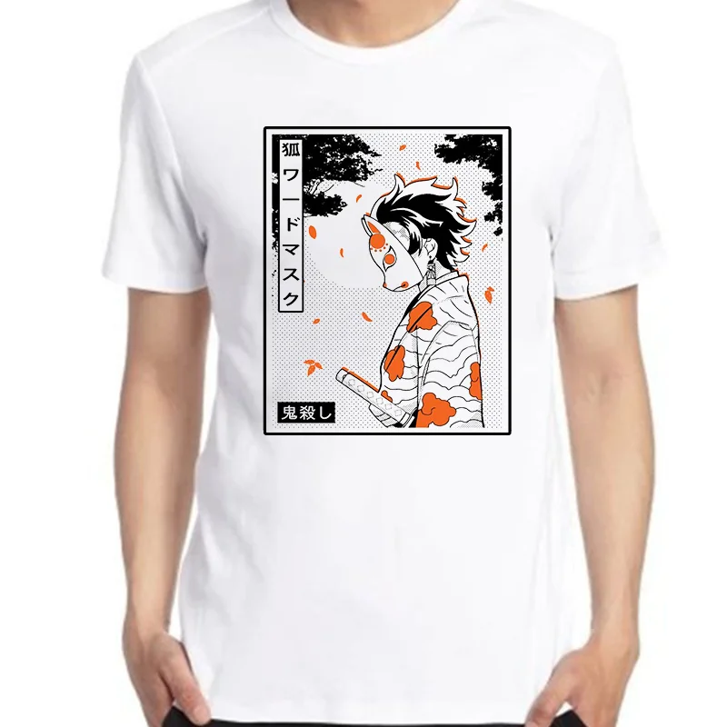 

Футболка мужская с графическим принтом, топ с коротким рукавом и круглым вырезом, с принтом «рассекающий демонов», Kimetsu no Yaiba Kamado Tanjirou