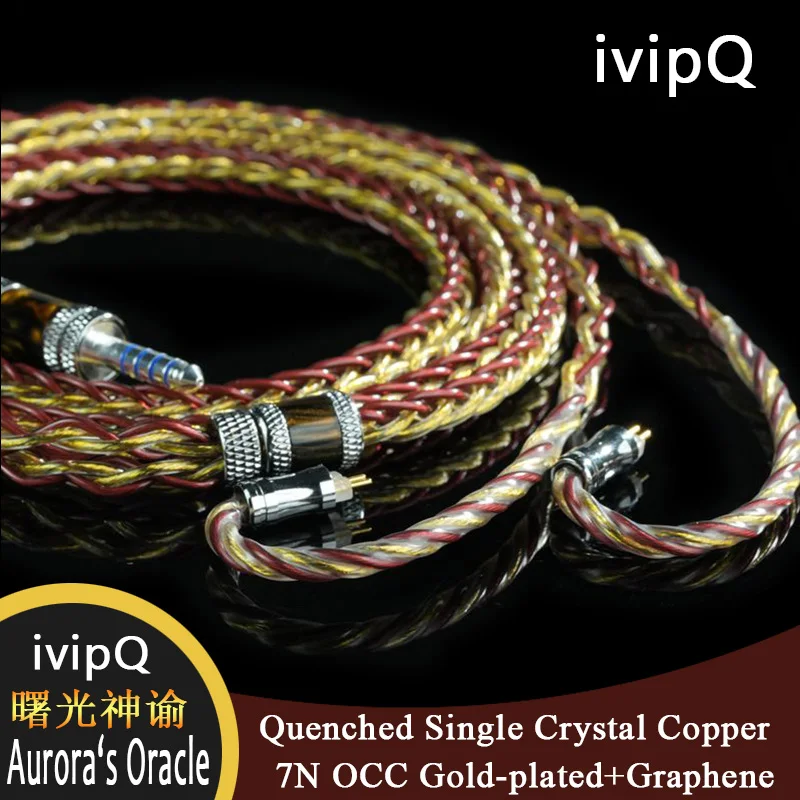 Фото IvipQ-Aurora's Oracle закаленный монокристаллический медный + 7N OCC позолота + графеновый HiFi кабель IEM 2-контактный провод для наушников 0,78 мм/MMCX №5