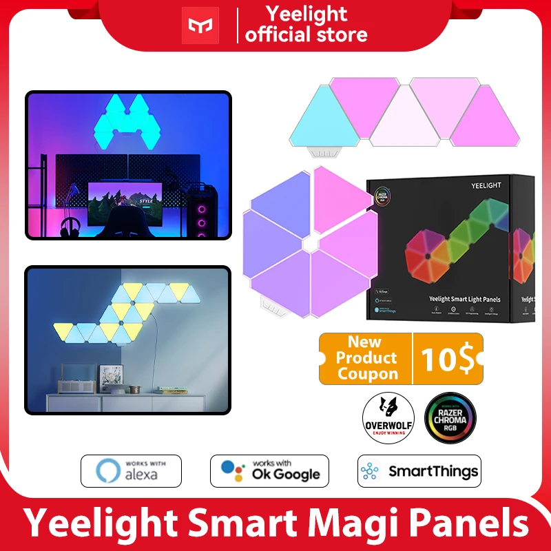 

Yeelight Smart Light Panels Support Google Alexa Language Control Smart Interior LED Light Bedroom Ambient Light Panel YLFWD-012