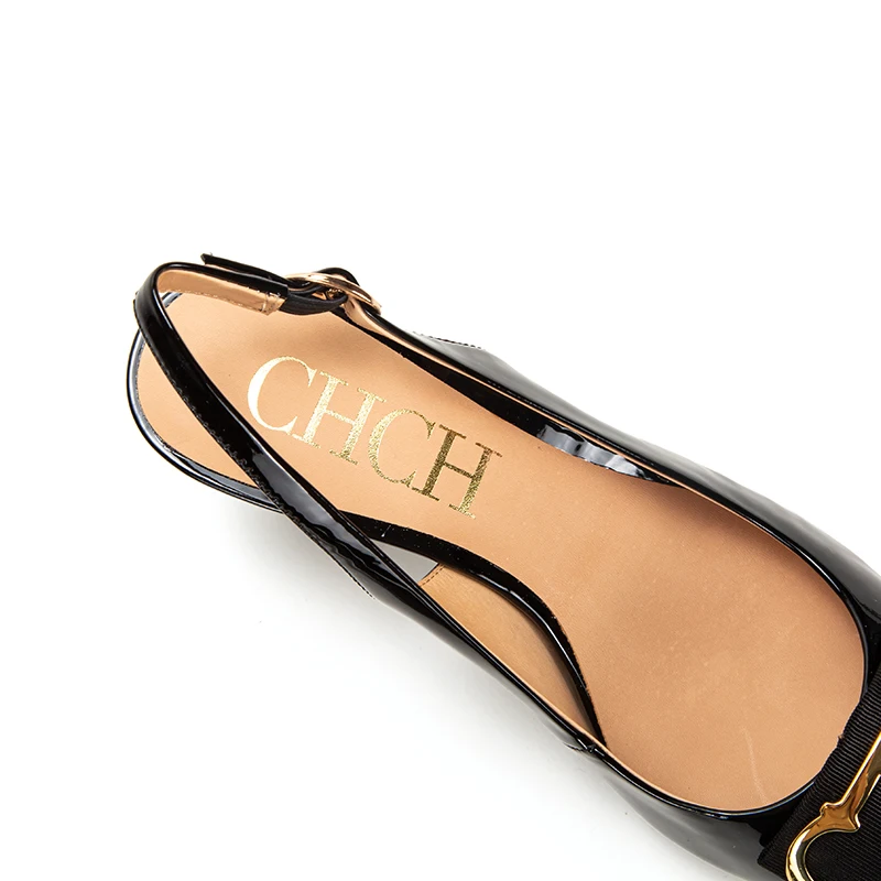 Sandals CHCH Women's High Heels Summer New Protective Toe Sandals Light Green Leather Shoes Business Commuter Casual