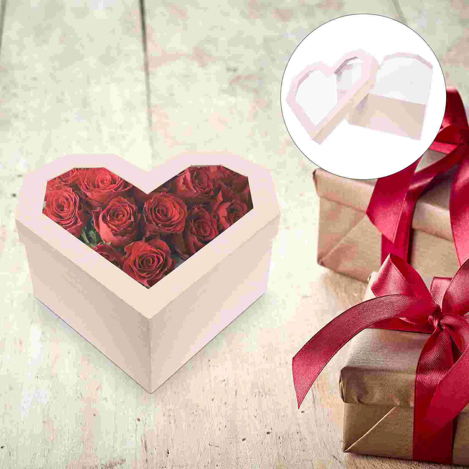 

Box Heart Boxes Flower Giftflowers Shaped Set Day Cardboard Shapevalentine Valentines Lids Arrangement Floral Rose Chocolate S