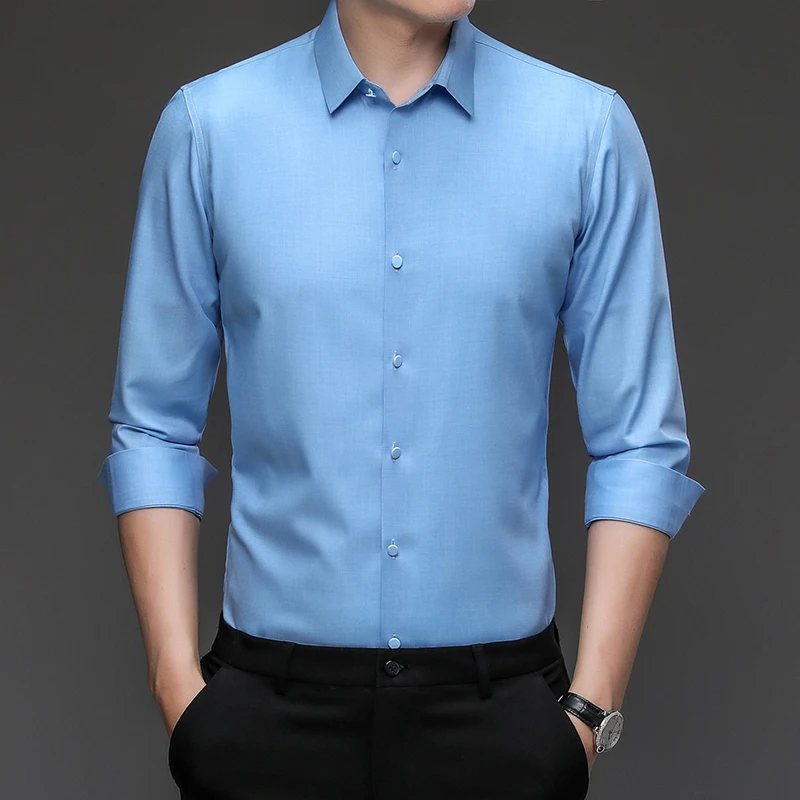 Men's Dress Shirts Business Long Sleeve Men's Shirts Solid Color Shirts S-5XL Spring and Autumn Single Row Button Men's Clothing