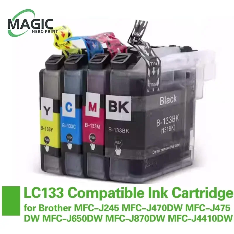 4-цветный совместимый картридж LC133 с полными чернилами для Brother MFC-J245 MFC-J470DW MFC-J475DW