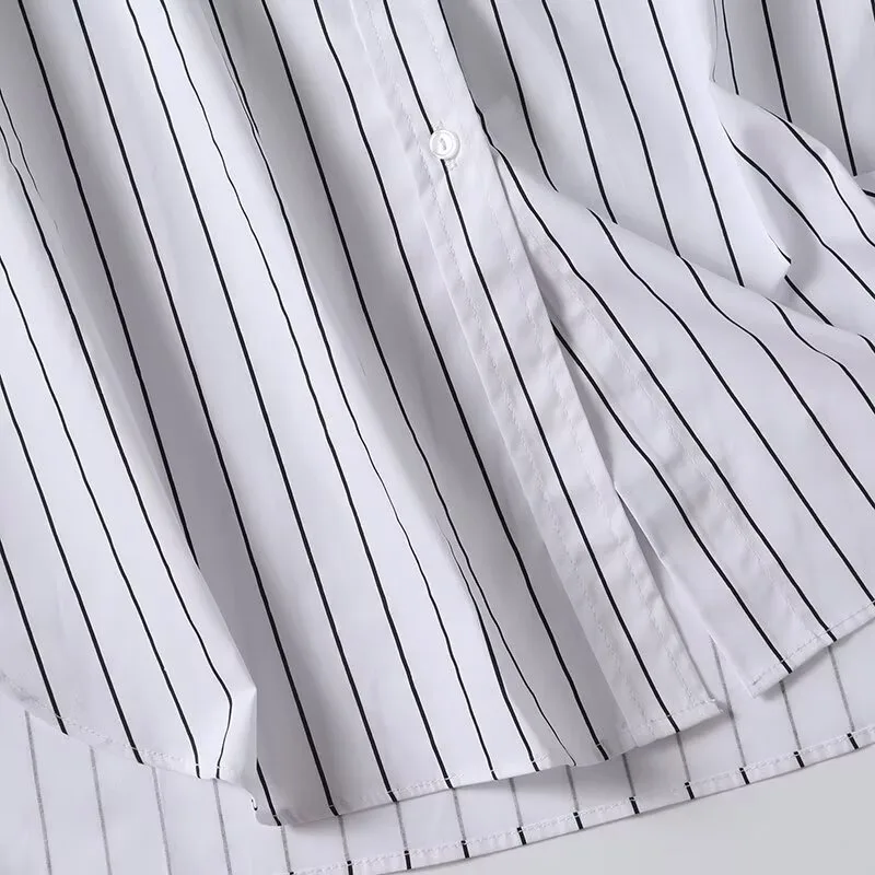 TRAF ZR полосатые блузки для женщин Harajuku модный летний топ белые топы Y2K элегантные