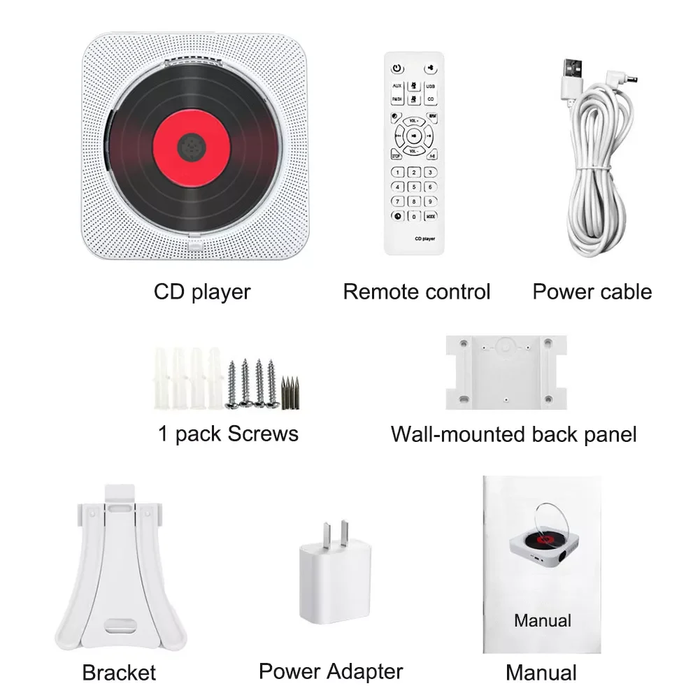 

USB CD-плеер MP3 настенный мультимедийный TF HIFI домашний светодиодный экран Портативный FM-радио Музыкальный пульт дистанционного управления бе...