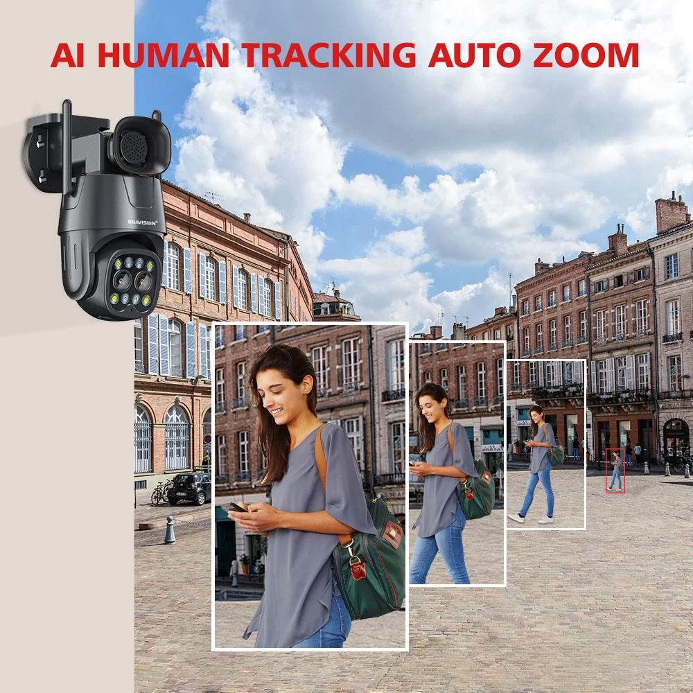 Ip-камера Wifi/4G sim-карта PTZ HD 4MP 8MP двойная линза 2 8 мм-8 мм Наружная AI человеческое