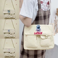 canvas messenger bag womens casual satchel girls handbag shoulder large capacity tote bag astronaut pattern shopping bags