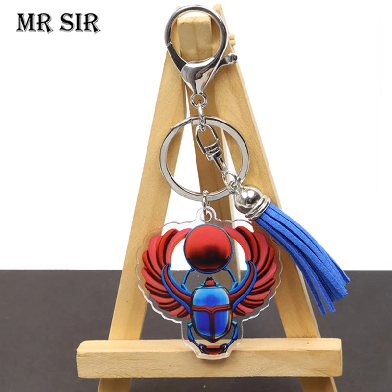 

Horus Eye & Scarab Amulet Keychain Ancient Egyptian Ankh Cross of Horus Acrylic Tassel Pendant Key Rings Keys Decor Jewelry Gift