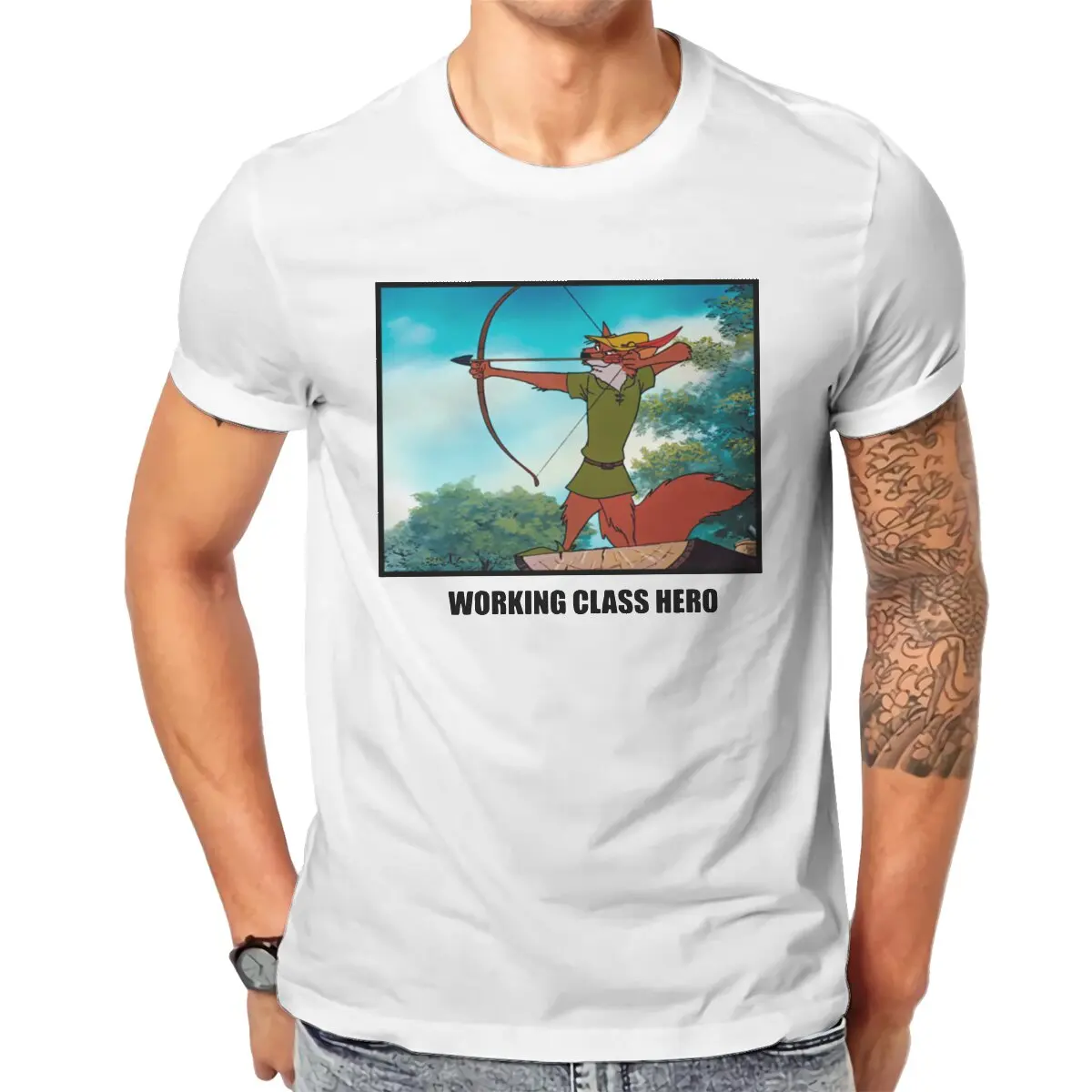 

Working Class Hero Men's T Shirts Robin Hood Money Funny Tee Shirt Short Sleeve Round Neck T-Shirt 100% Cotton Summer Tops