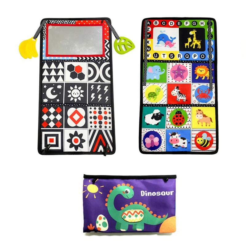 

Baby Tummy Time Floor Mirror Cloth Book Activity Developmental Gift Sensory Toys for Infants Newborn 0-36 Months