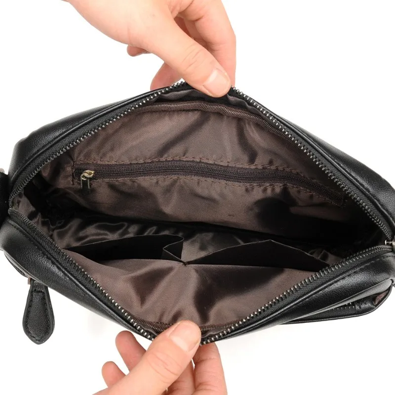 Брендовая мужская сумка через плечо с несколькими карманами на молнии