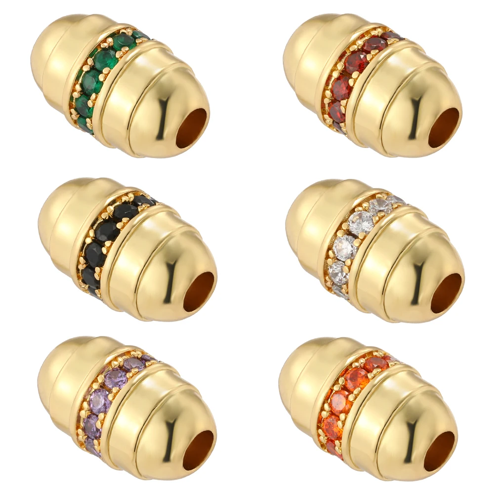 

Pave Cubic Zirconia Gold Color Tube Charms Diy Necklace Bracelet Keychain Beads Accessories Charms for Jewelry Making Supplies