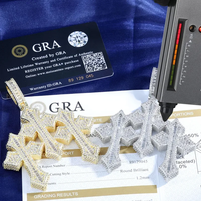 Ювелирные изделия в стиле хип-хоп VVS подвеска с крестом твердое серебро 925