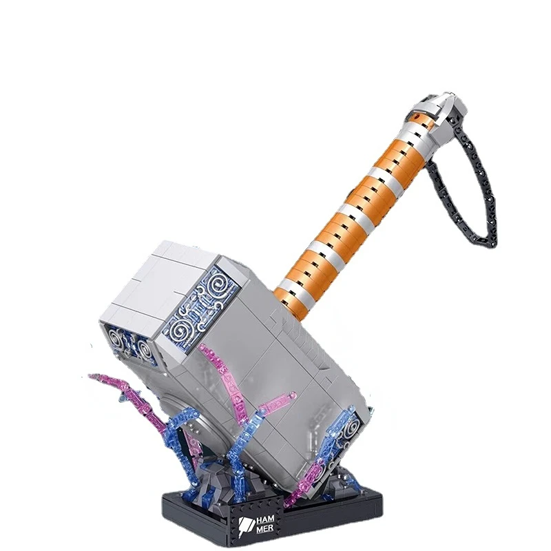 

MOC Super Movie Heroes Creative Thunder Hammer Classic Weapon Model 975pcs Building Block Brick Toys for Boy Kid Gift Set