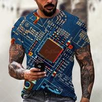 summer men electronic chip circuit board 3d printed t shirt women casual short sleeve harajuku streetwear oversized t shirt tops