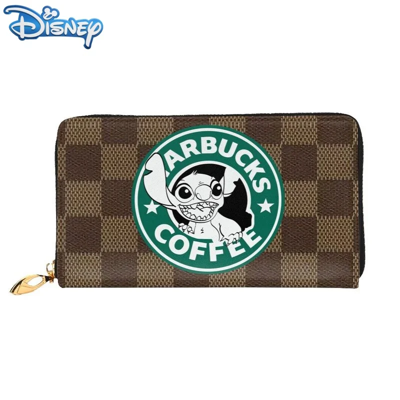 

2022 New Disney Brand Bag Cartoon Print Plaid Long Wallet Fashion Design Multi-card Clutch Clutch Kawaii Girl Coin Purse Unisex