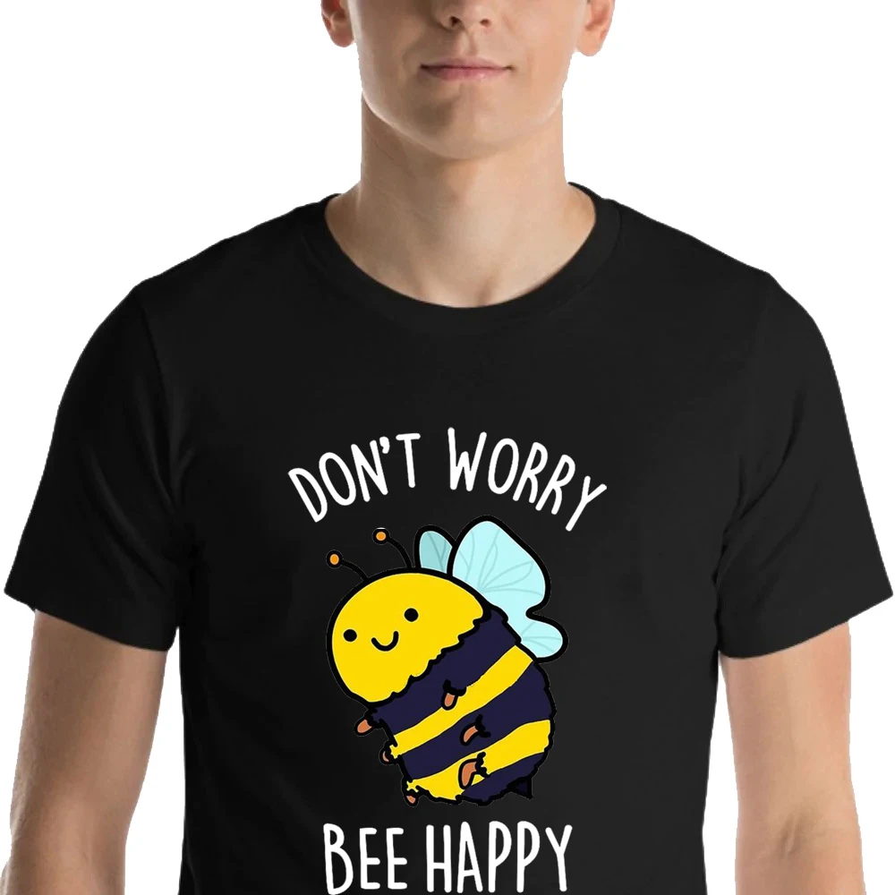 

Хлопковые футболки HX с изображением животных «не волнуйтесь», «Счастливая пчела», футболка с принтом, рубашки с короткими рукавами, уличная одежда, мужская одежда