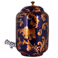 copper water pot and printed peacock design with glass stand kitchen ware tabletop use best sales water pot