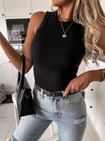 2022 summer sexy womens vest black solid o neck sleeveless skinny vests female new fashion beach holiday wild girl ladies top