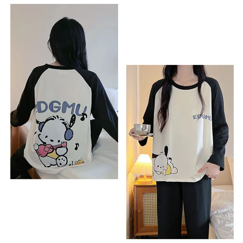 Новинка Осенняя Пижама Sanrio Pacha с длинными рукавами Женский пуловер милая и