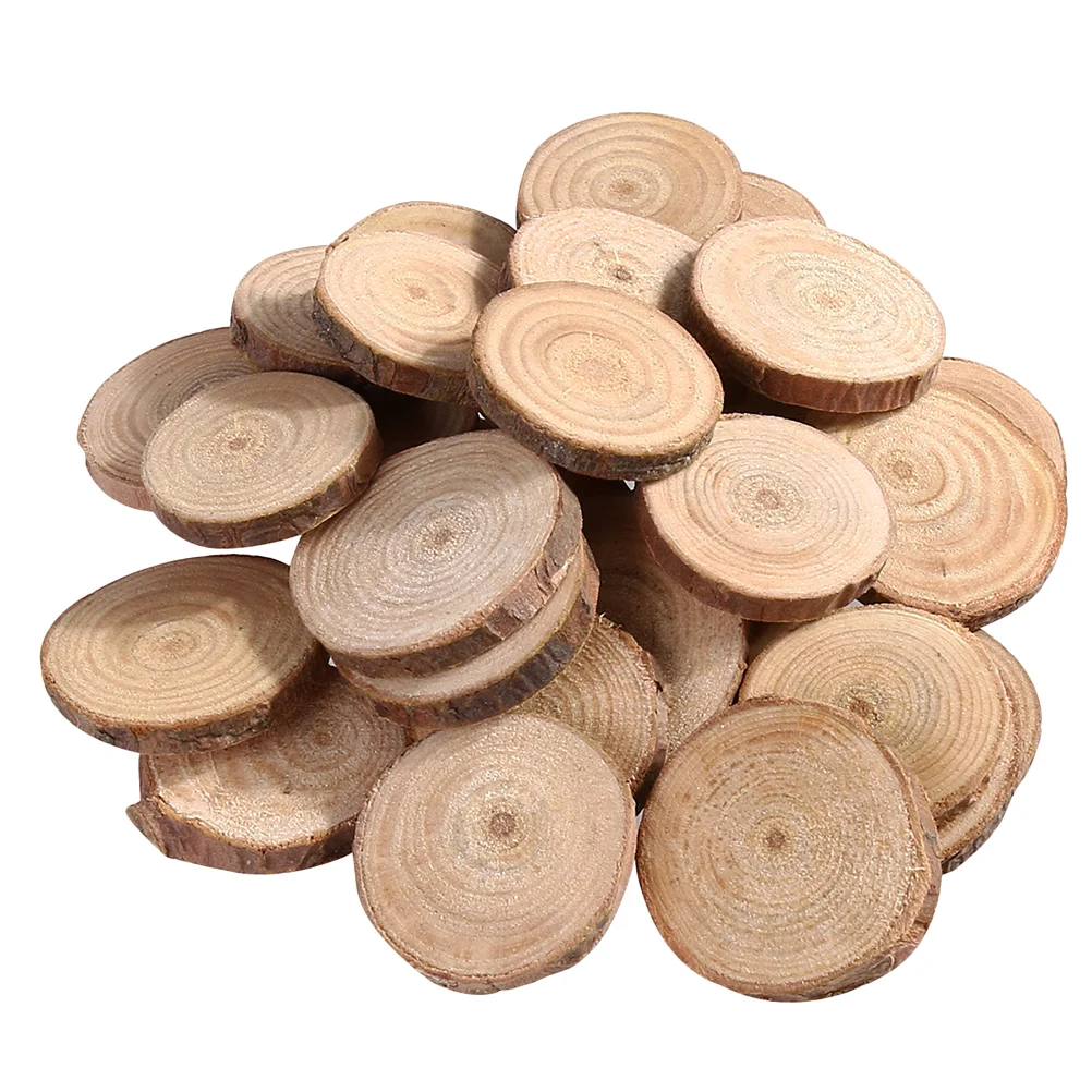 

100Pcs Unfinished Wood Slices Natural Rustic Wooden Cutout Round Wood Pieces for Wedding Centerpiece DIY Craft Plaques Sign