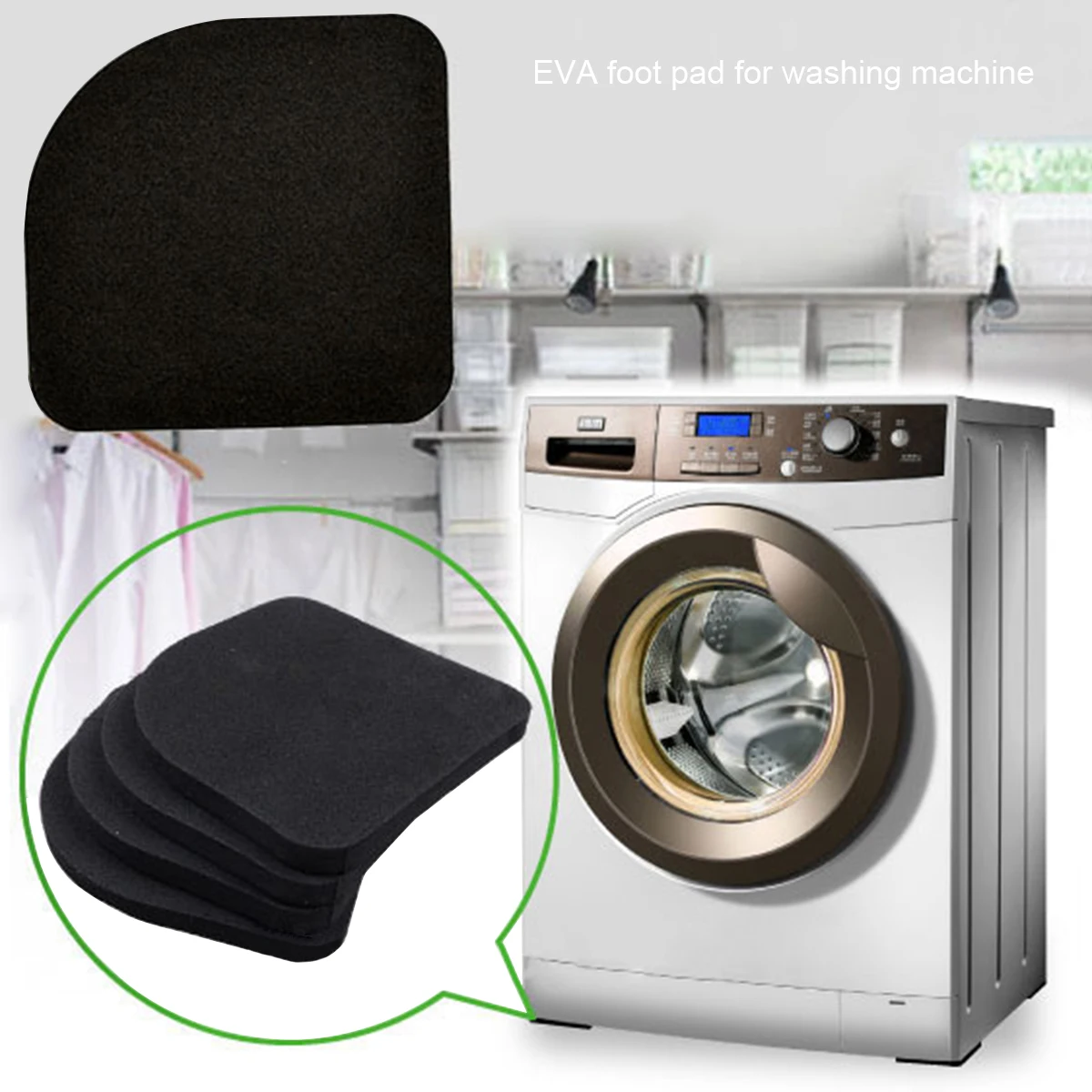 

4 x Shock Mute Pads for Washing Machine Refrigerator Non-slip Anti Vibration Mat