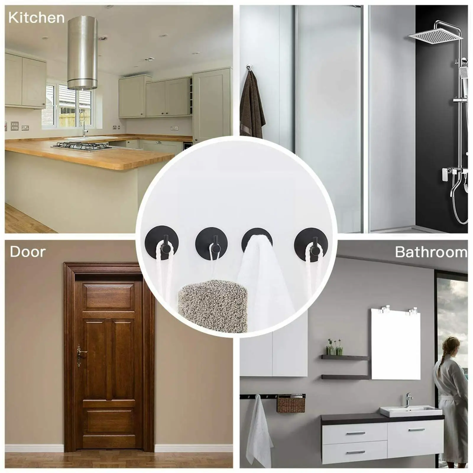 

Black Hooks for Bathroom Kitchen Hanger 304 Steel Wall Hook for Keys Coat Towel Hook Robe Hook Bathroom Hardware O9L2