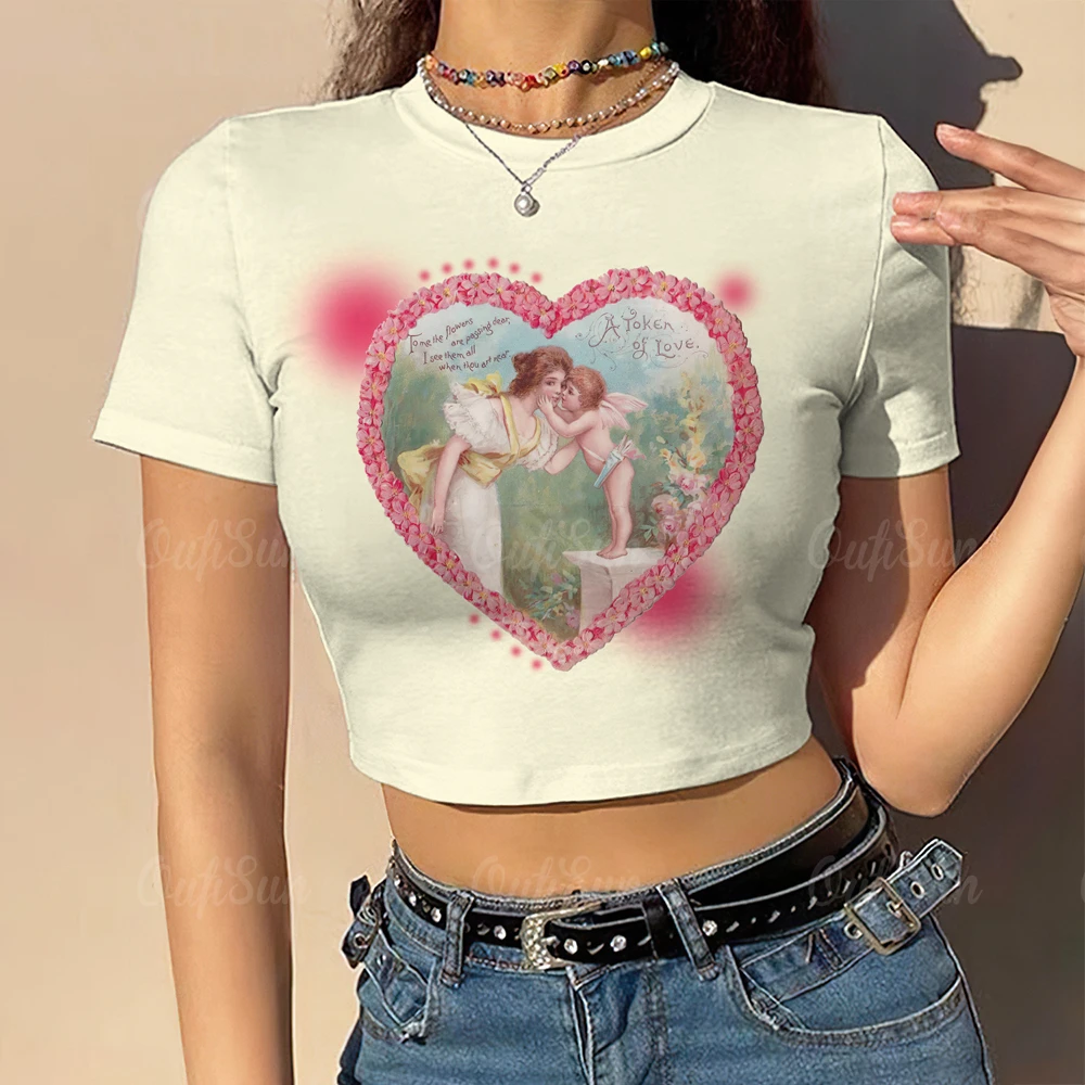 

Футболка женская летняя с круглым вырезом, коротким рукавом и принтом