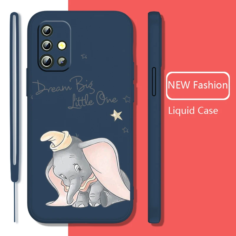 

Dumbo Anime Cute Phone Case For Samsung Galaxy A73 A53 A33 A52 A32 A22 A71 A51 A21S A03S A50 Liquid Rope Cover Fundas Coque Capa