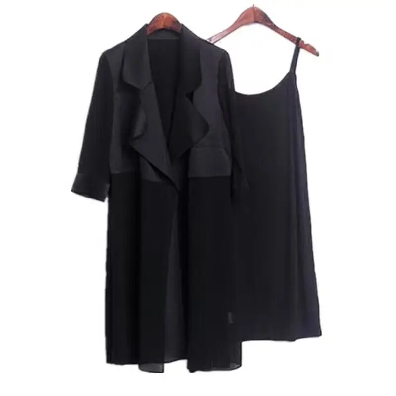 Модный тренчкот средней длины в Корейском стиле соблазнительное черное