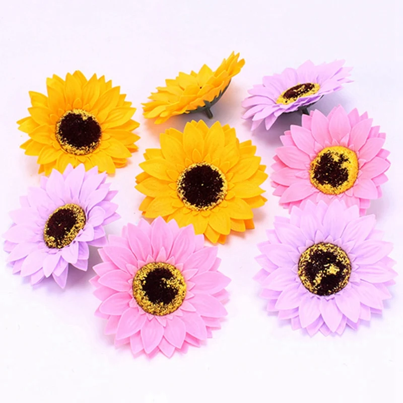 

25 PCS Sunflower Soap Flower Head Bouquet Gift Box Decoration Collocation Flower Shop Supplies