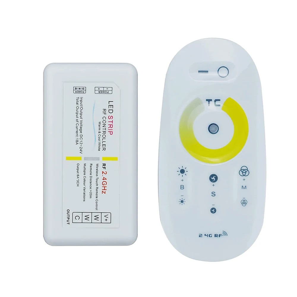 

2.4G RF Remote Led Controller Touch Screen Remote Control Single color dimmer CCT LED strip light Wireless receiver DC12V-24V