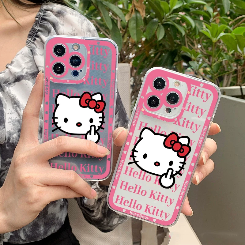 

Sanrio Cartoon Cute Hello Kitty Phone Protection Case Iphone 14/13/12Mini Promax Mobile Phone Shell All Inclusive Soft Case