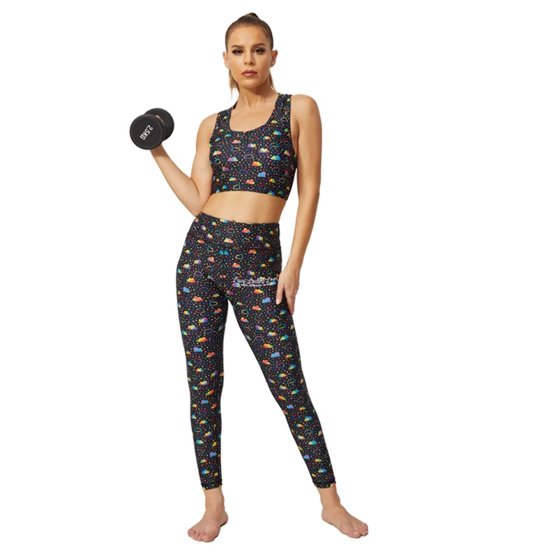 Kenntrice 2022 Women Leggings Female Print Butt Lifting Yoga Pants Pockets Fitness Breathable Skinny Colorful Rain Sportswear