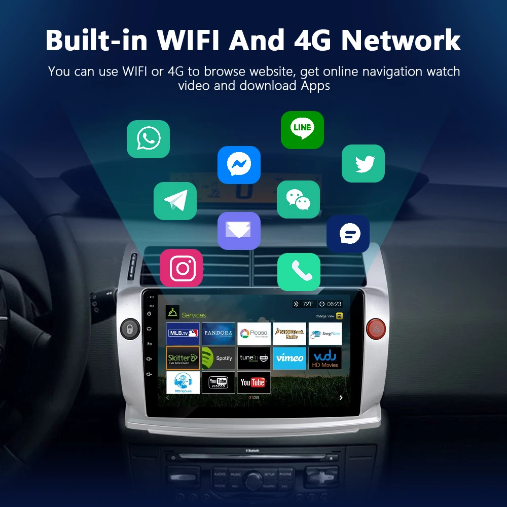 Podofo 2din Андроид автомобильное радио с CarPlay для Citroen C4 C-Triomphe C-Quatre 2004-2014 Мультимедиа плеер 4G RDS GPS Стерео головное устройство.