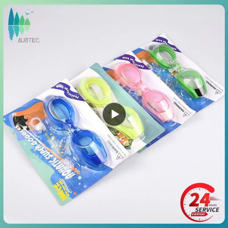 

Chidren Swimming Three-piece Adjustable Anti Fog Swimming Goggles Nose Clip Ear Plug Color Random Swimming Set Accessories