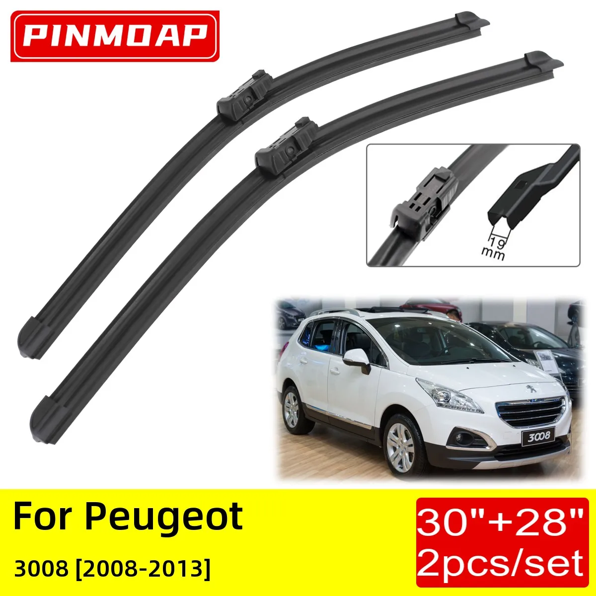 

For Peugeot 3008 2008 2009 2010 2011 2012 2013 Front Wiper Blades 30"+ 28" Brushes Cutter Accessories Rubber Windshield Wiper
